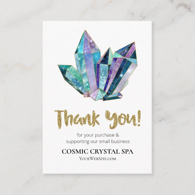 Carte D'accompagnement *~* QR COSMIC CRYSTALS Logo MERCI AP8 Review (Devant)