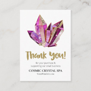 Carte D'accompagnement *~* QR COSMIC CRYSTALS Logo Reviews MERCI AP8