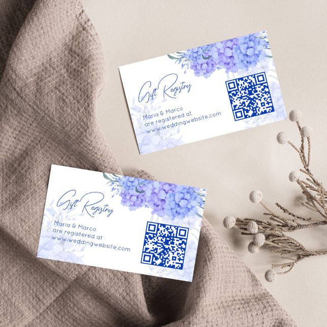 Carte D'accompagnement Quelque chose bleu hydrangée recette de douche nup (Something blue hydrangea bridal shower recipe request enclosure card)