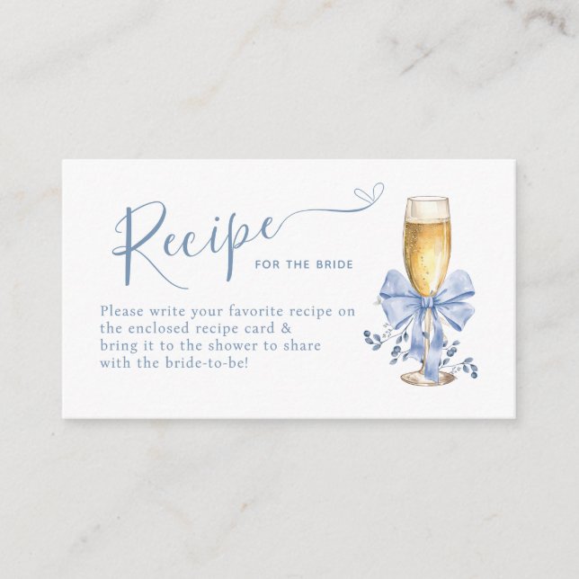 Carte D'accompagnement QUELQUE CHOSE DE BLEU AVANT DE FAIRE Recette Deman (Devant)