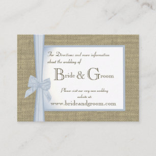 Carte D'accompagnement Quelque chose de bleu Burlap et Bow Mariage Web In