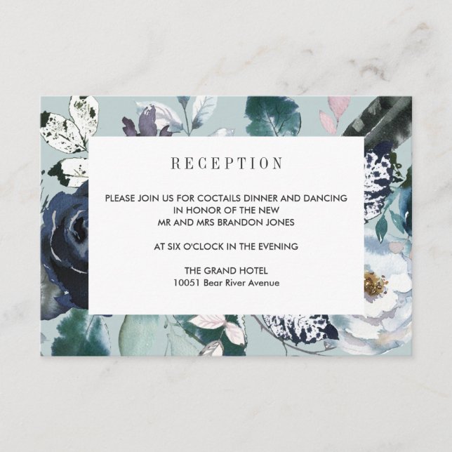 Carte D'accompagnement Quelque Chose de Bleu  RÉCEPTION  Détails de la Ré (Devant)