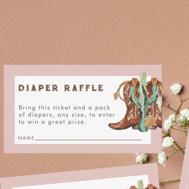 Carte D'accompagnement Raffin de Baby shower à couche rose Western (Créateur téléchargé)