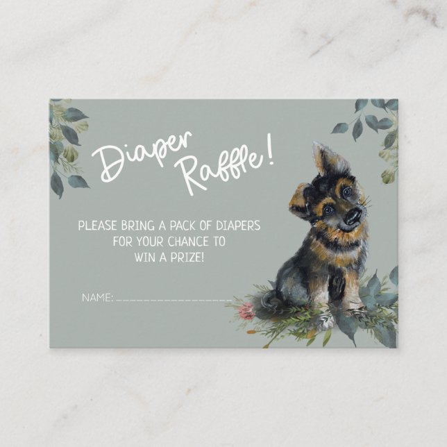 Carte D'accompagnement Raffin de Baby shower de berger allemand (Devant)