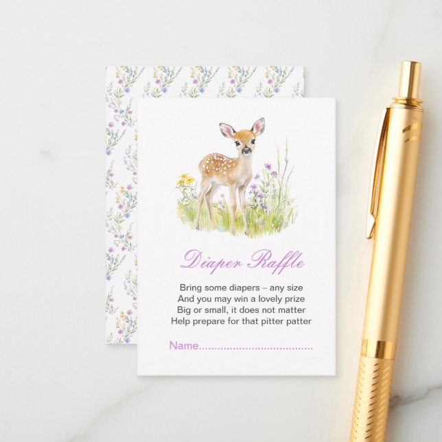 Carte D'accompagnement Raffin de Baby shower de cerf de printemps (Devant/Arrière en situation)