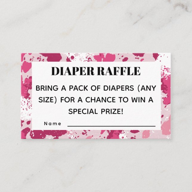 Carte D'accompagnement Raffin de Baby shower de chaudière rose Camo (Devant)
