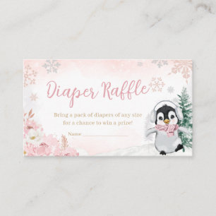 Carte D'accompagnement Raffin de Baby shower de couche rose hiver Pingoui