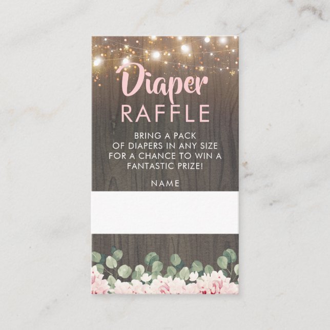Carte D'accompagnement Raffin de Baby shower rose floral rustique (Devant)