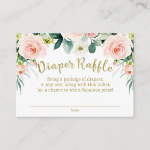 Carte D'accompagnement Raffin de couche de Baby shower rose et or