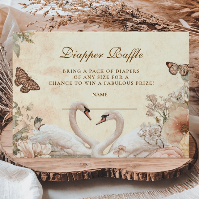 Carte D'accompagnement Raffin de diappeur de cygne floral romantique (Créateur téléchargé)