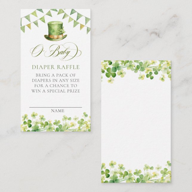 Carte D'accompagnement Raffin Shamrock à aquarelle verte (Devant / Derrière)