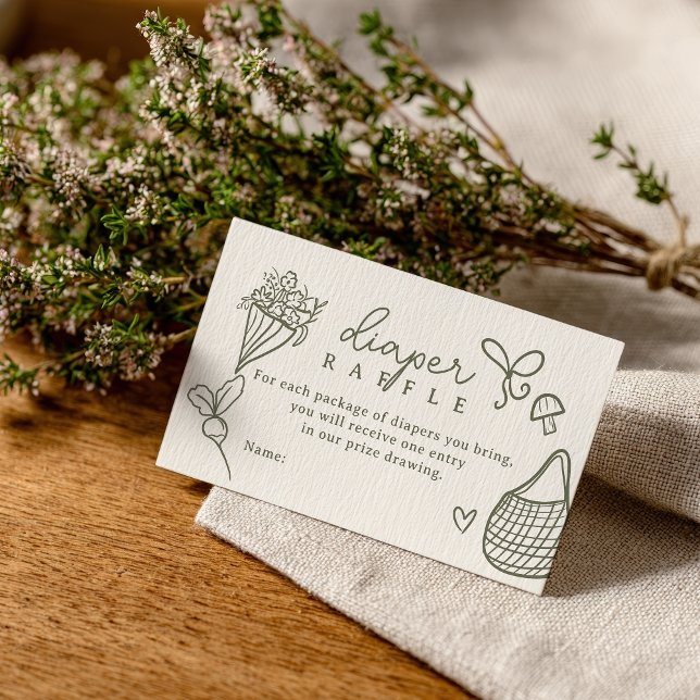 Carte D'accompagnement Raffle à couches de marché de l’agriculteur rustiq (Locally Grown Rustic Farmer’s Market Diaper Raffle Enclosure Card)