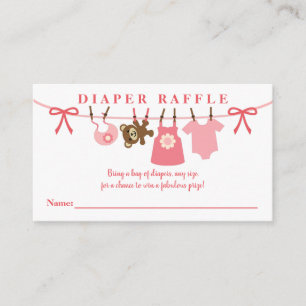 Carte D'accompagnement Raffle Baby shower de couche de linge rose