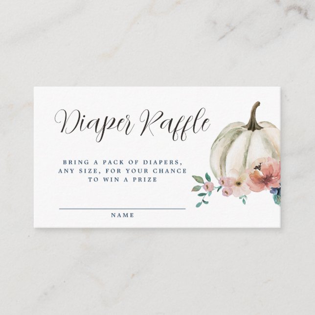 Carte D'accompagnement Raffle blanc Citrouille floral (Devant)