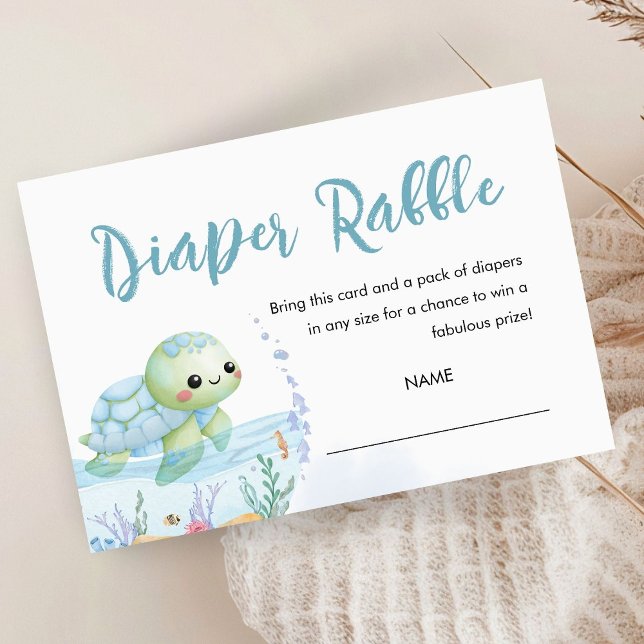 Carte D'accompagnement Raffle de Baby shower de couches de tortue de mer (Créateur téléchargé)