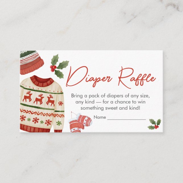 Carte D'accompagnement Raffle de Baby shower de Noël Père Noël (Devant)