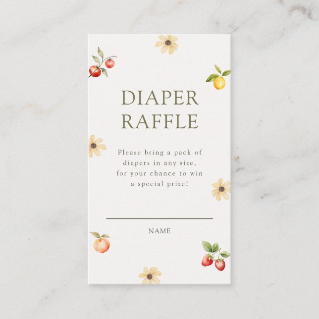 Carte D'accompagnement Raffle de Baby shower rustique cultivé localement (Devant)