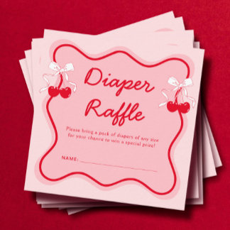 Carte D'accompagnement Raffle de couche de Baby shower cerise