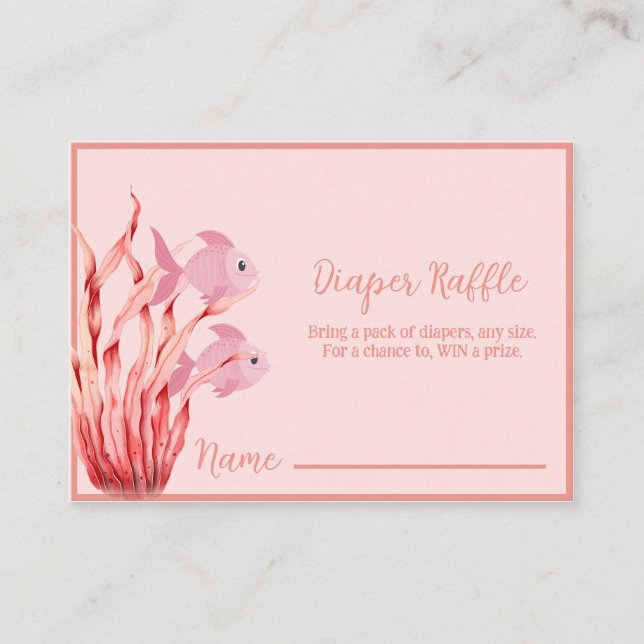 Carte D'accompagnement Raffle de couche de baby shower de mer rose (Devant)