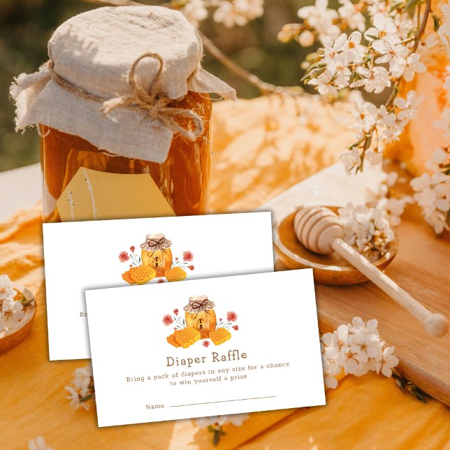 Carte D'accompagnement Raffle de couche pour bébé abeille miel sauvage Sh (Wildflower Honey Bee Diaper Raffle Baby Shower Enclosure Card)