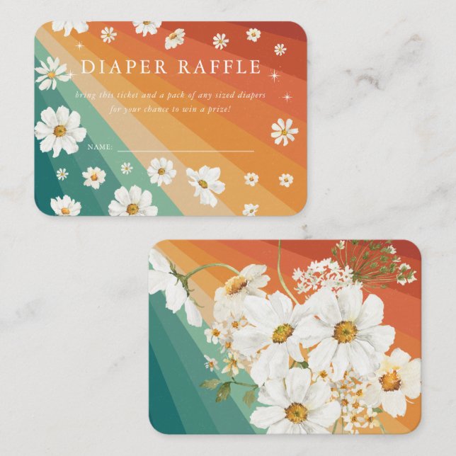 Carte D'accompagnement Raffle de couches | Baby shower arc-en-ciel Retro  (Devant / Derrière)