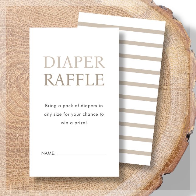 Carte D'accompagnement Raffle de couches | Baby shower beige neutre (Créateur téléchargé)