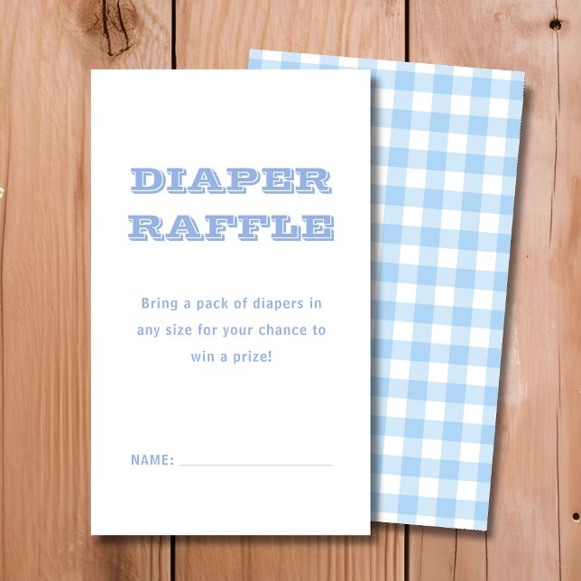 Carte D'accompagnement Raffle de couches | Baby shower bleu plaqué (Créateur téléchargé)
