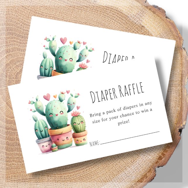 Carte D'accompagnement Raffle de couches | Baby shower Cactus (Créateur téléchargé)