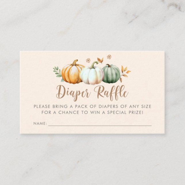 Carte D'accompagnement Raffle de couches | Baby shower citrouille Fall Fo (Devant)