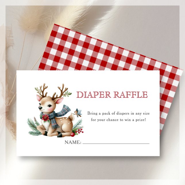 Carte D'accompagnement Raffle de couches | Baby shower de Noël Reindeer (Créateur téléchargé)
