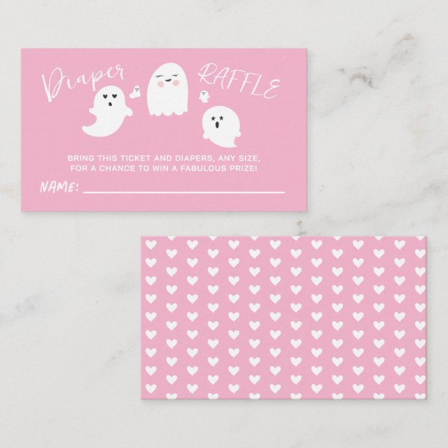 Carte D'accompagnement Raffle de couches pour bébés rose Halloween (Devant / Derrière)