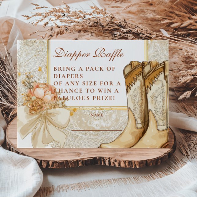 Carte D'accompagnement Raffle de Diapper Boots Rustic Country Peony (Créateur téléchargé)