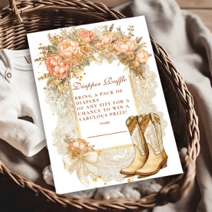Carte D'accompagnement Raffle de Diapper Boots Rustic Country Peony