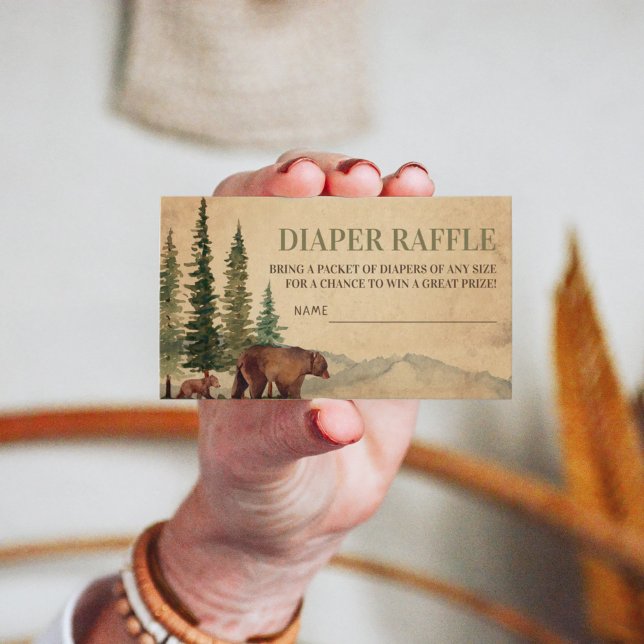 Carte D'accompagnement Raffle de la couche d'ours de maman et bébé rustiq (Créateur téléchargé)