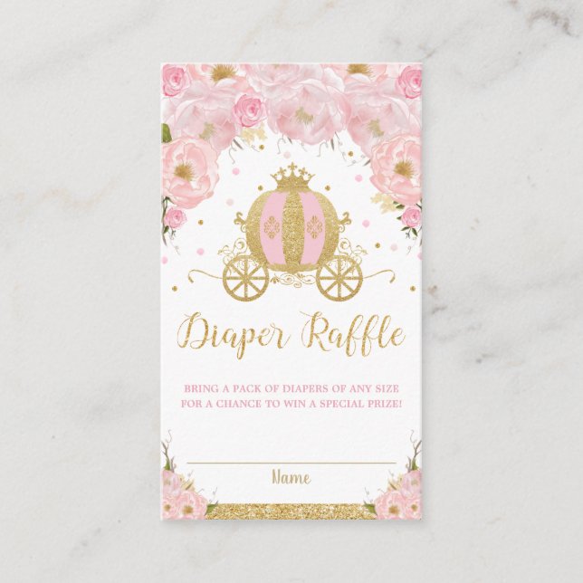 Carte D'accompagnement Raffle de la couche florale rose pâle de Princess  (Devant)