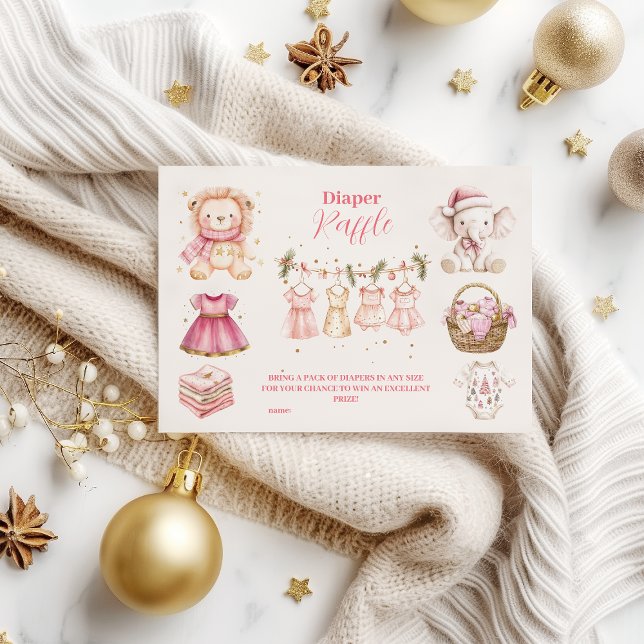 Carte D'accompagnement Raffle Diapper de Noël rose (Créateur téléchargé)