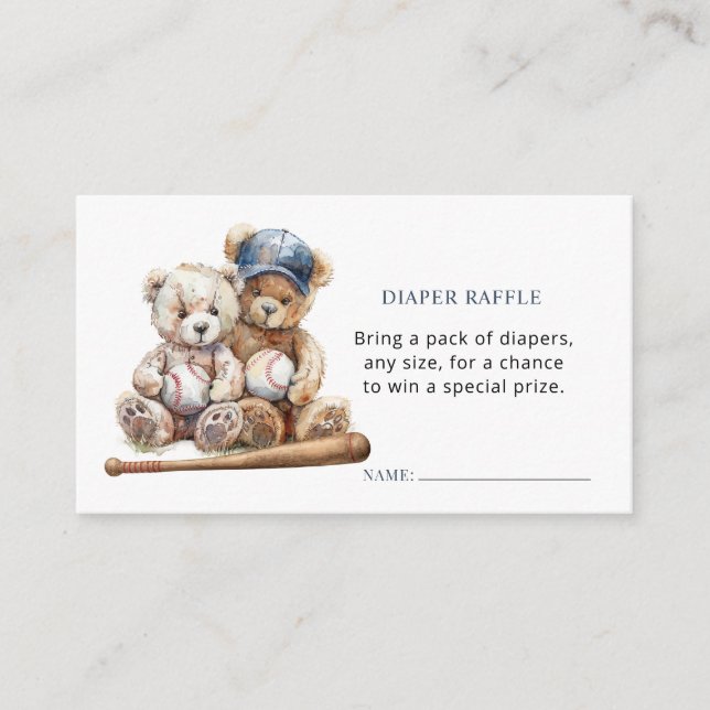 Carte D'accompagnement Raffle Nounours de baseball Twins Diaper (Devant)