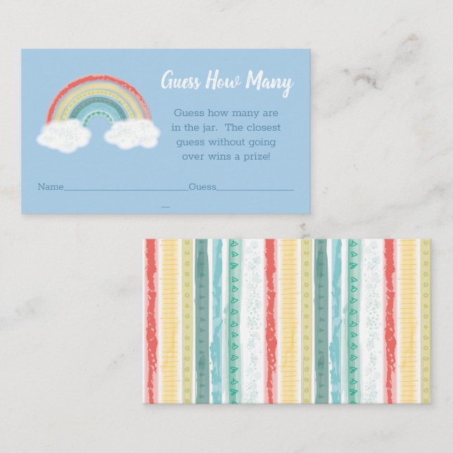 Carte D'accompagnement Rainbow Baby shower Blue Boy (Devant / Derrière)