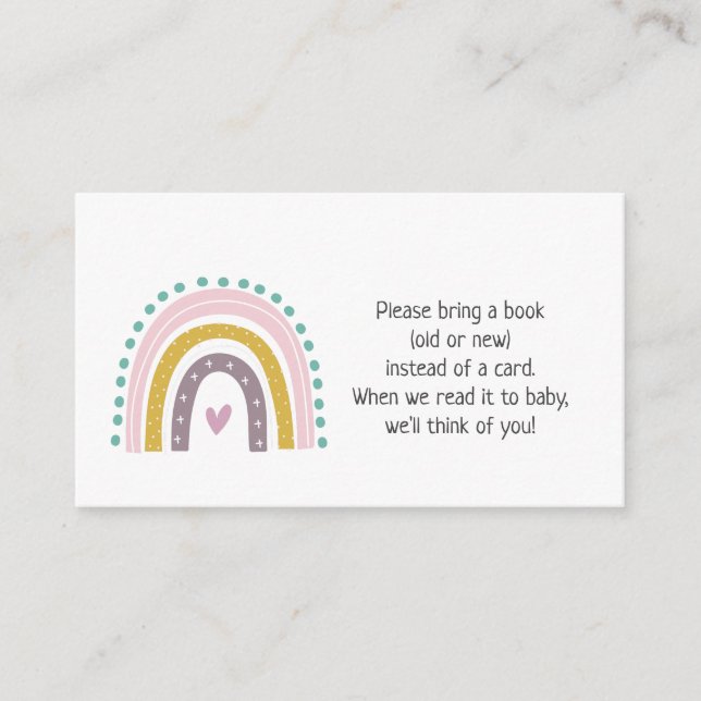 Carte D'accompagnement Rainbow, Boho, Pink Hearts Baby shower Book (Devant)