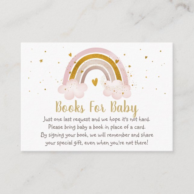 Carte D'accompagnement Rainbow Neutral Gold Pastel Baby Book Demande (Devant)