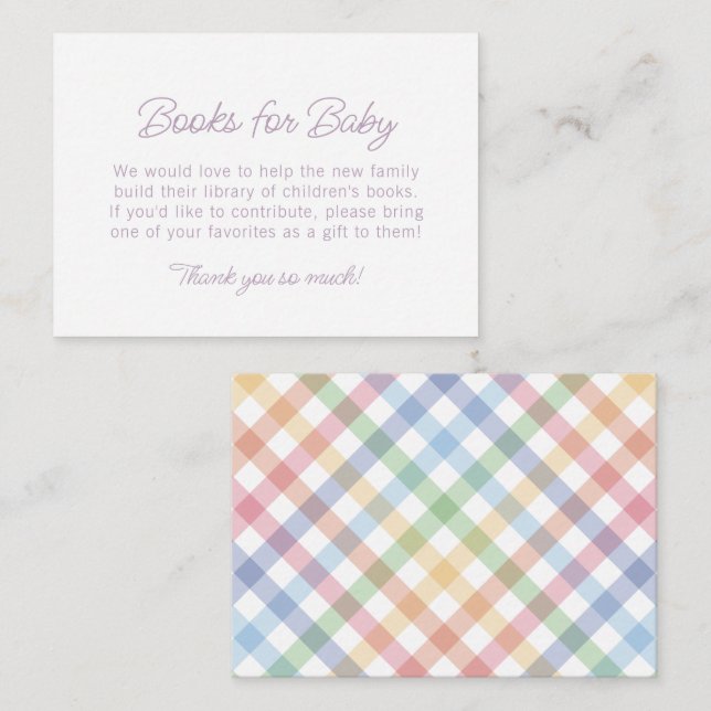 Carte D'accompagnement Rainbow plaid simples livres mignons pour bébé dou (Devant / Derrière)