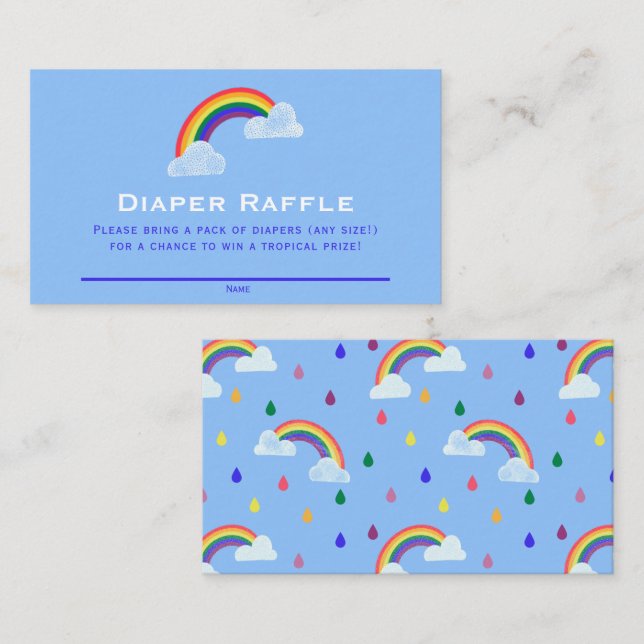 Carte D'accompagnement Rainbow Raindrops Baby shower Déchets Raffle Ticke (Devant / Derrière)