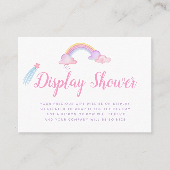 Carte D'accompagnement Rainbow Unicorn Baby Girl Shower Display Shower (Devant)