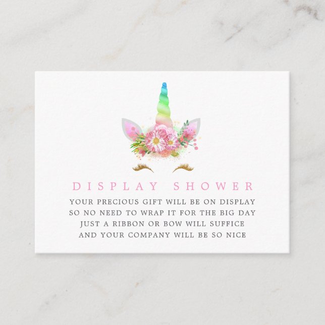 Carte D'accompagnement Rainbow Unicorn fille Baby shower écran douche (Devant)