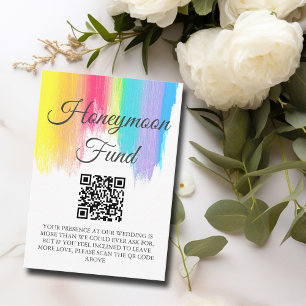 Carte D'accompagnement Rainbow Watercolor Mariage Honmoon Fund QR Code
