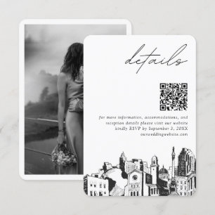 Carte D'accompagnement Raleigh Mariage moderne Détails QR Code