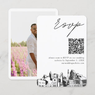Carte D'accompagnement Raleigh Mariage moderne RSVP QR Code