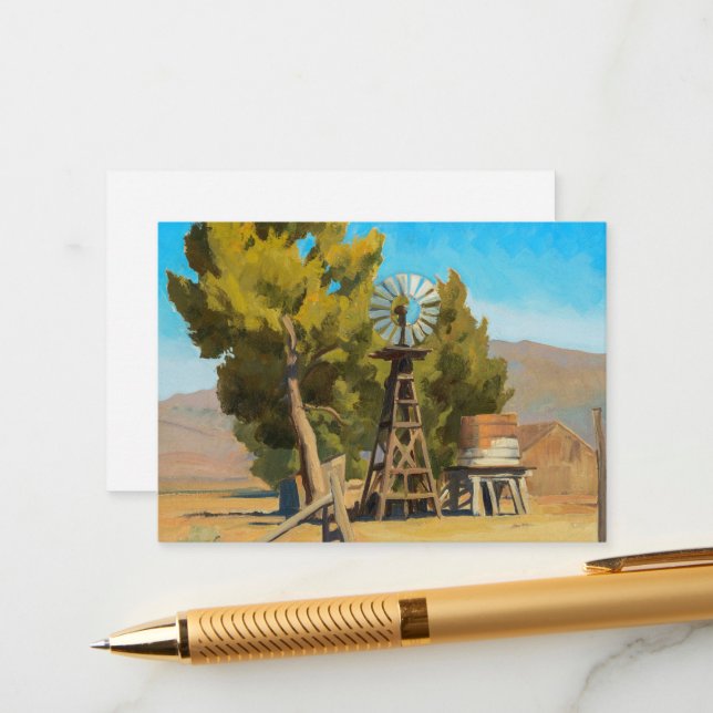 Carte D'accompagnement Ranch Windmill, Carson, Nevada par Maynard Dixon (Devant/Arrière en situation)