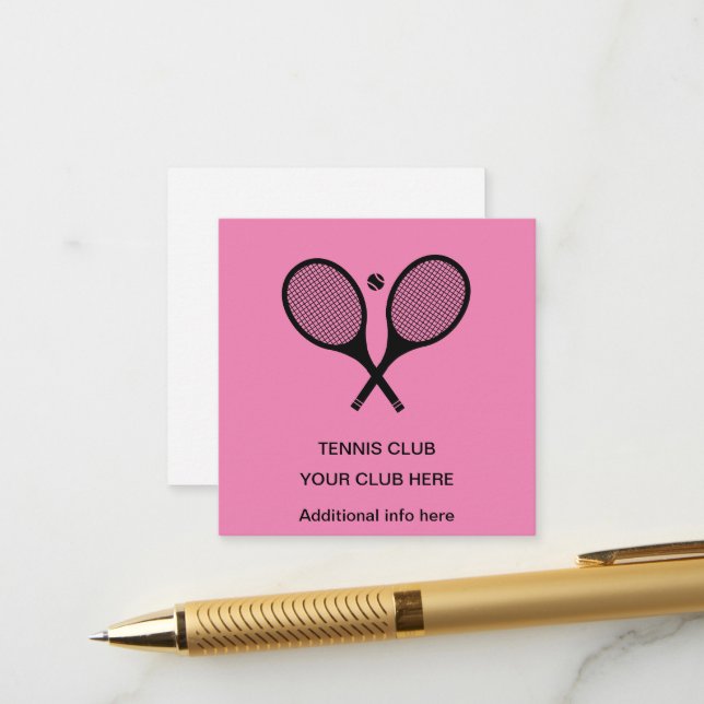 Carte D'accompagnement Raquette de tennis rose personnalisée (Devant/Arrière en situation)