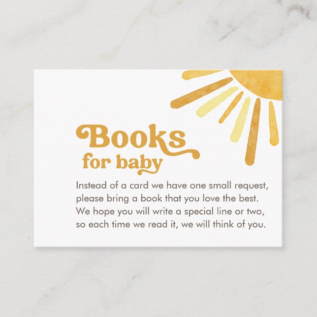Carte D'accompagnement Ray of Sunshine Retro Baby showers Livres pour béb (Devant)